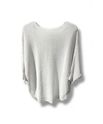 Kadın Merserize Triko Bluz Oversize Salaş Kalıp 38-52 Beden Uyumlu-Beyaz