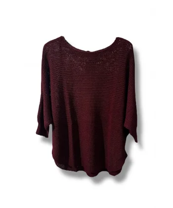 Kadın Merserize Triko Bluz Oversize Salaş Kalıp 38-52 Beden Uyumlu-Bordo