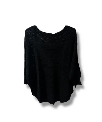 Kadın Merserize Triko Bluz Oversize Salaş Kalıp 38-52 Beden Uyumlu-Siyah