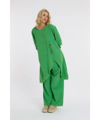 Keten düğmeli oversize italyan ikili takım-Yeşil