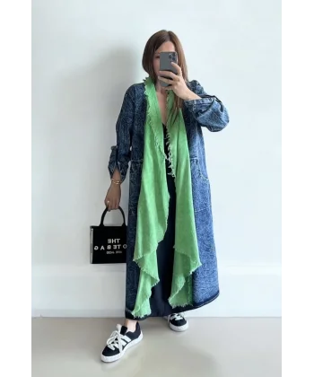 Pamuk Garnili Kot Kaftan-Yeşil