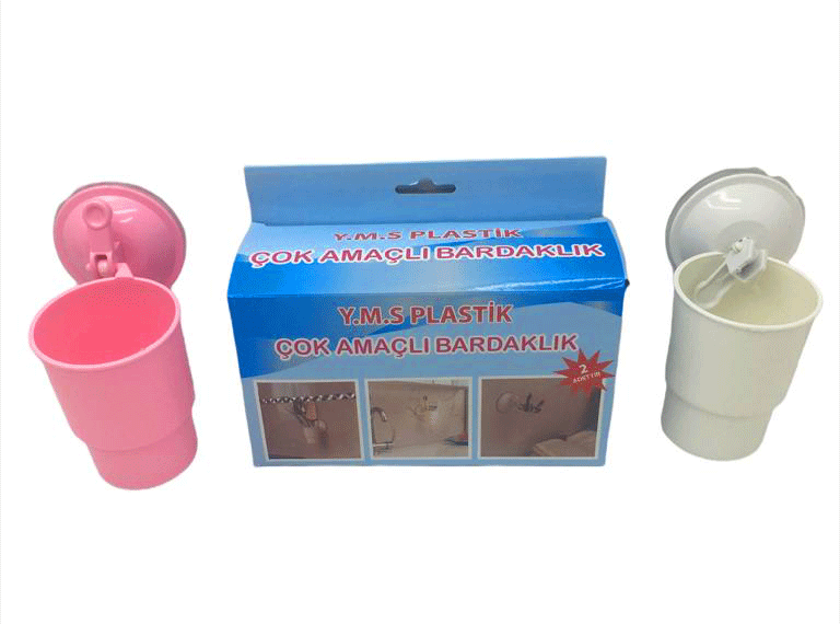 YMS VANTUZLU PLASTİK 2PCS ÇOK AMAÇLI BARDAKLIK*48