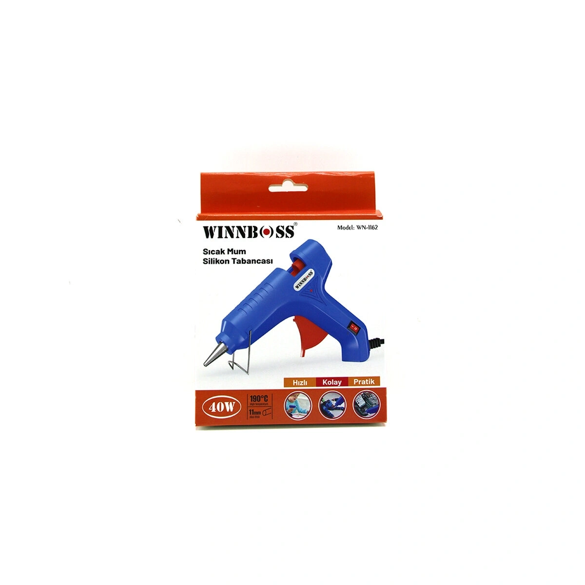 WINNBOSS WN-1162 ( 40W ) ( ANAHTARLI ) ( SICAK ) ( KALIN MUM ) SİLİKON TABANCASI ( 190℃ & 11MM )*70