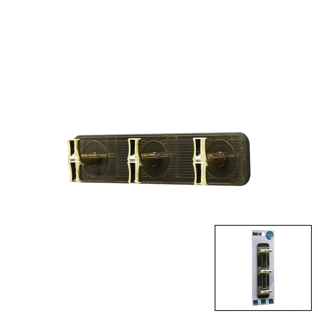 İBİCO İ17-006 ( 3 KOLLU= GOLD & ( T= Ꟶ ) YAPIŞKANLI PLS. ASKI ( MİKA KRİSTAL ŞEFFAF RENKLİ TABAN ) ( 3.5KG.TAŞIMA )*12X14