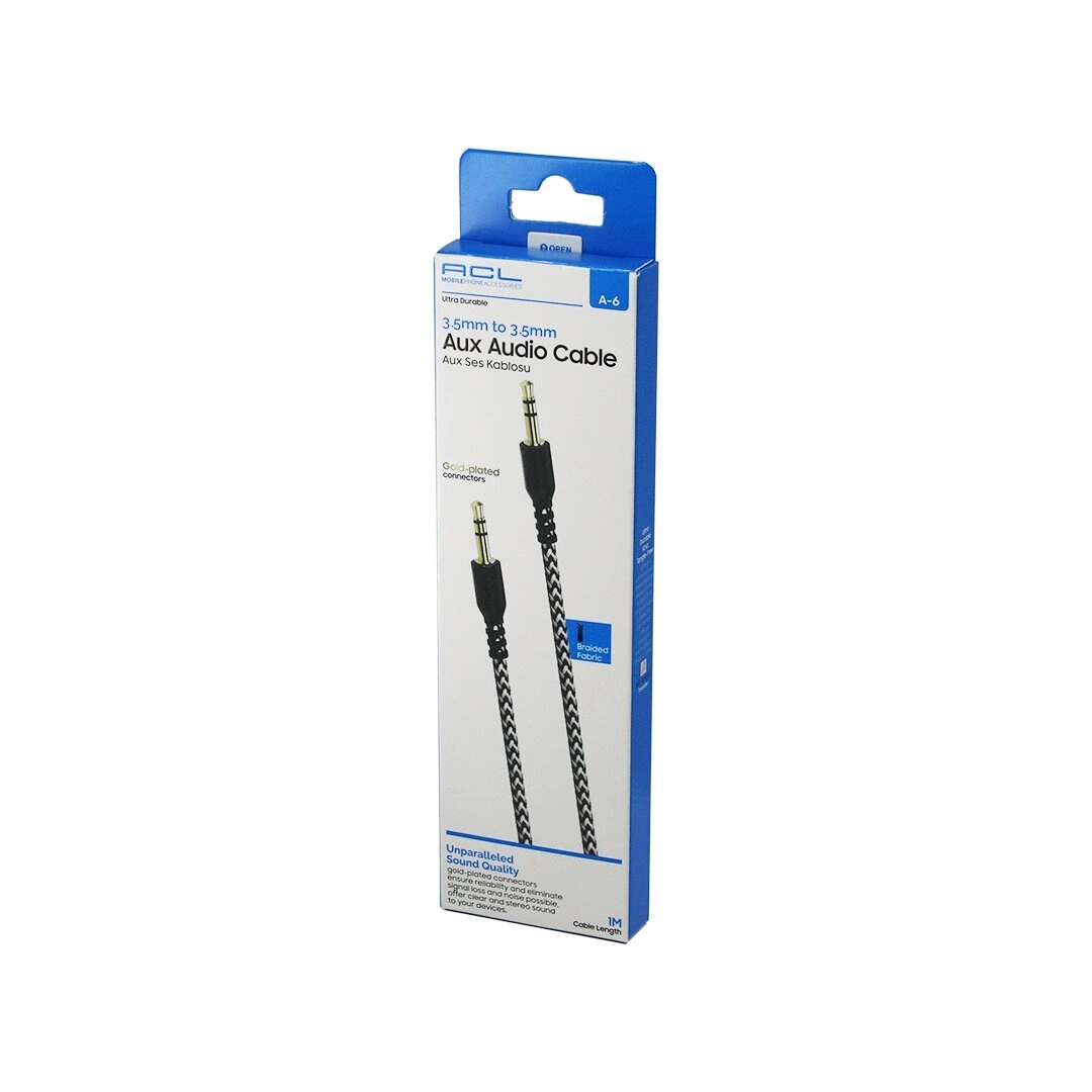 ACL A-6 AUX SES ÖRGÜLÜ KABLO ( 1MT ) ( 3.5MM TO 3.5MM )*20X30