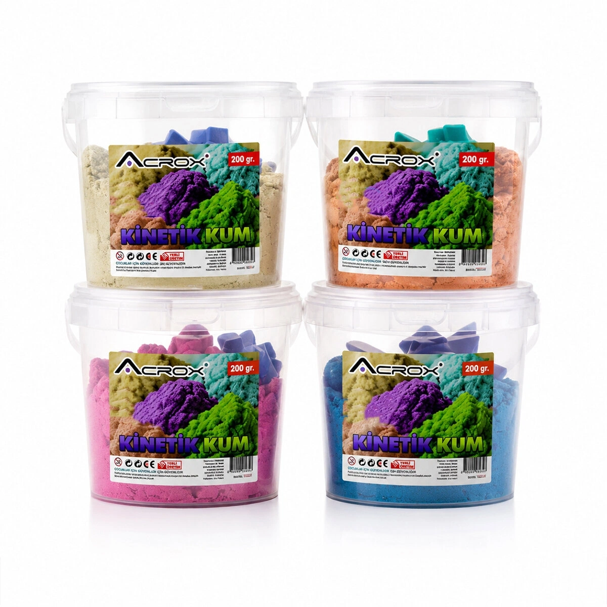 ACROX AX-827 ( 200GR ) KİNETİK KUM RENKLİ ( 2 ADET PLASTİK KALIP ) ( ELE YAPIŞMAZ & KURMAZ )*24=K