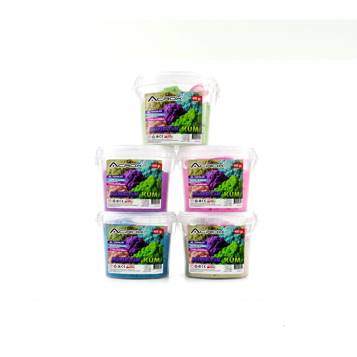 ACROX AX-828 ( 400GR ) KİNETİK KUM RENKLİ ( 2 ADET PLASTİK KALIP ) ( ELE YAPIŞMAZ & KURMAZ )*24=K