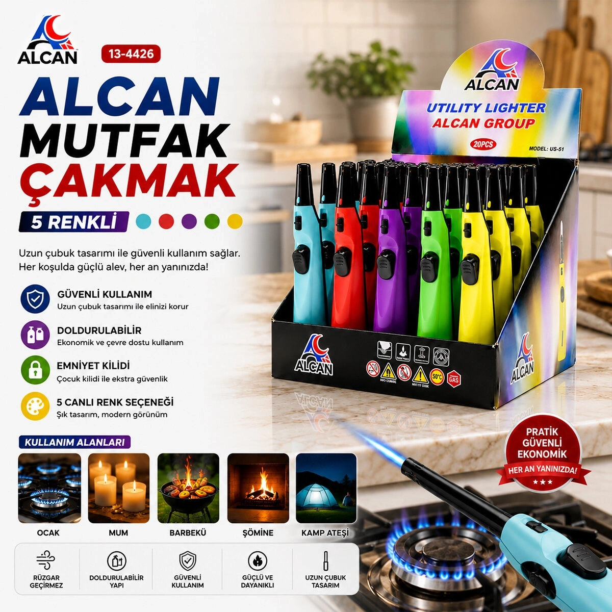 ALCAN US-51 ALCAN OCAK MUTFAK ÇAKMAK*20X20