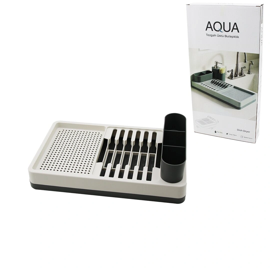 AQUA OM-0848 ( GRİ ) TEŞGAH ÜSTÜ BULAŞIKLIK ( TABAKLIK & KAŞIKLIK ) ( 26X42X12CM )*6=K
