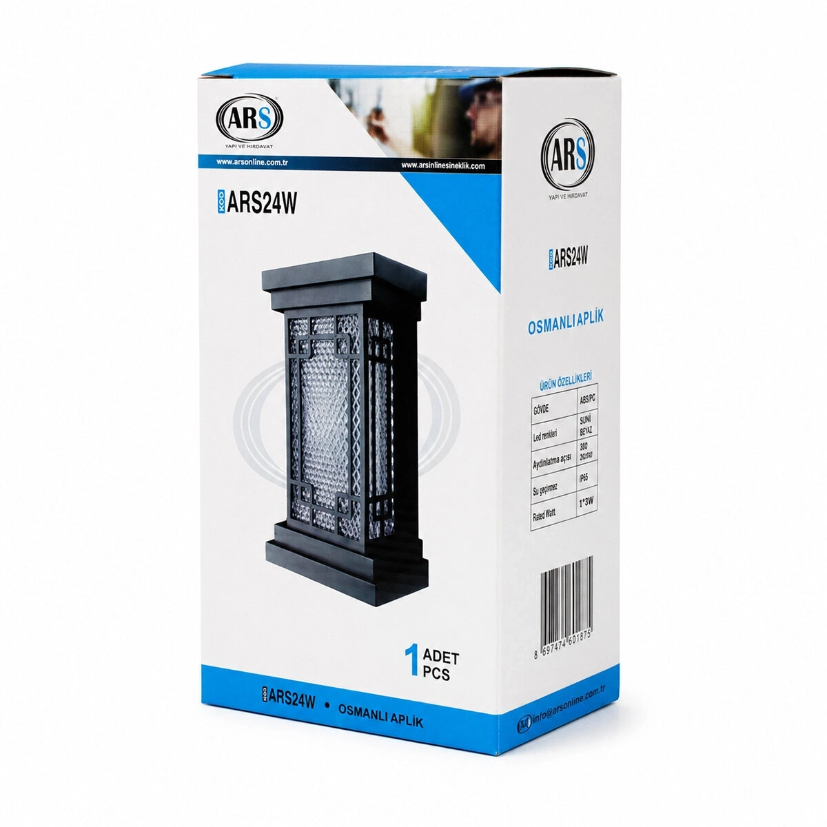 ARS-348952 ( IP66 ) ( 50.000 SAAT LED ÖMRÜ ) ( 22W ) OSMANLI LED APLİK DUVAR LAMBASI*30