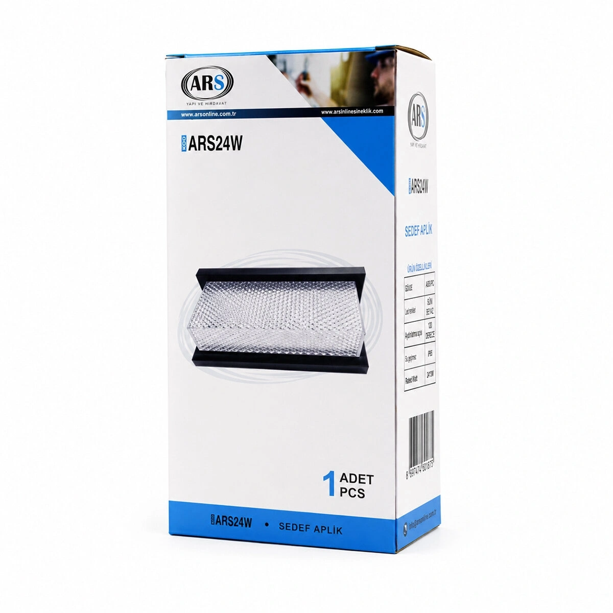 ARS-348953 ( IP66 ) ( 50.000 SAAT LED ÖMRÜ ) ( 22W ) SEDEF LED APLİK DUVAR LAMBASI*30
