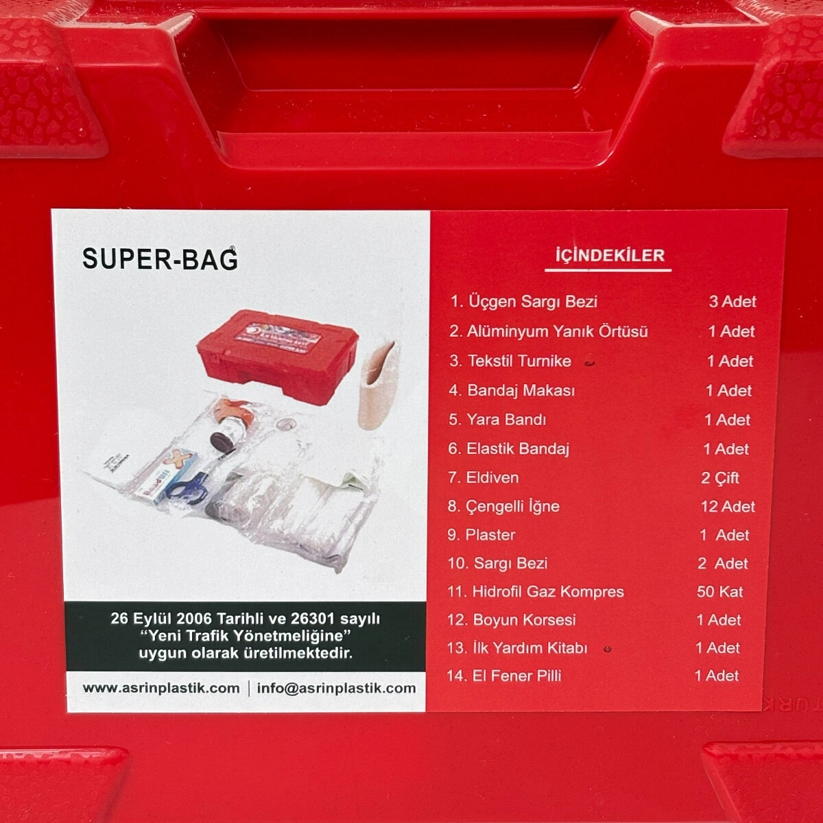 ASR-5014 ( KÜÇÜK ) İLK YARDIM SETİ (FIRST AID KIT) PLS.ÇANTALI*24