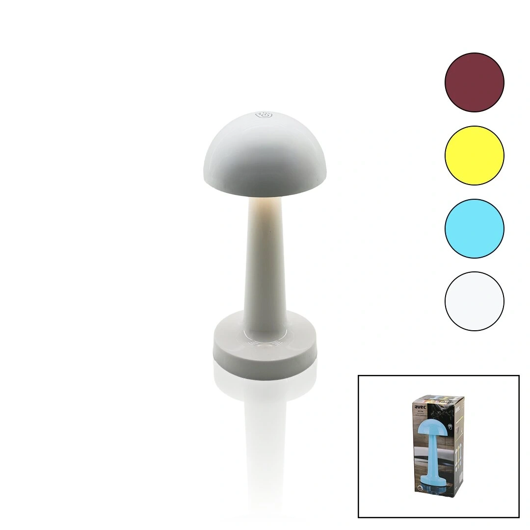 AVEC AV-330 ( OVAL & PLASTİK ) MANTAR MASA LAMBASI ( DONMANTİK & RENKLİ ) ( TYPE-C ŞARJLI ) ( 3 FONKSİYONLU ) ( 3W & 24LED )*60