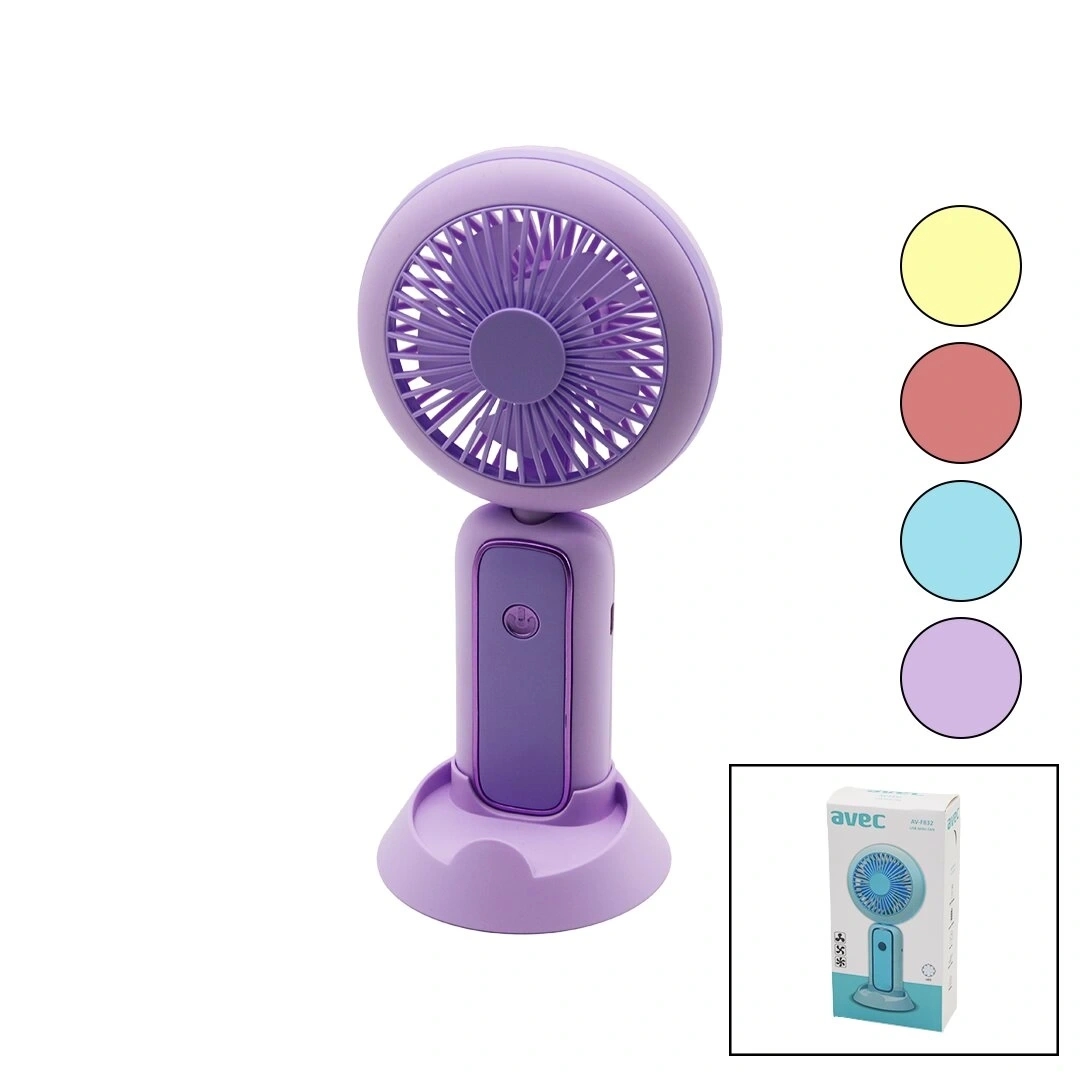 AVEC AV-F832 (USB MİNİ FAN) (ÇAP=10CM & Y:20CM) (LED IŞIKLI) (75° OYNAR BAŞLIK) (3 KADEME HIZ) (TELEFONLUKLU AYAK APARAT)*120