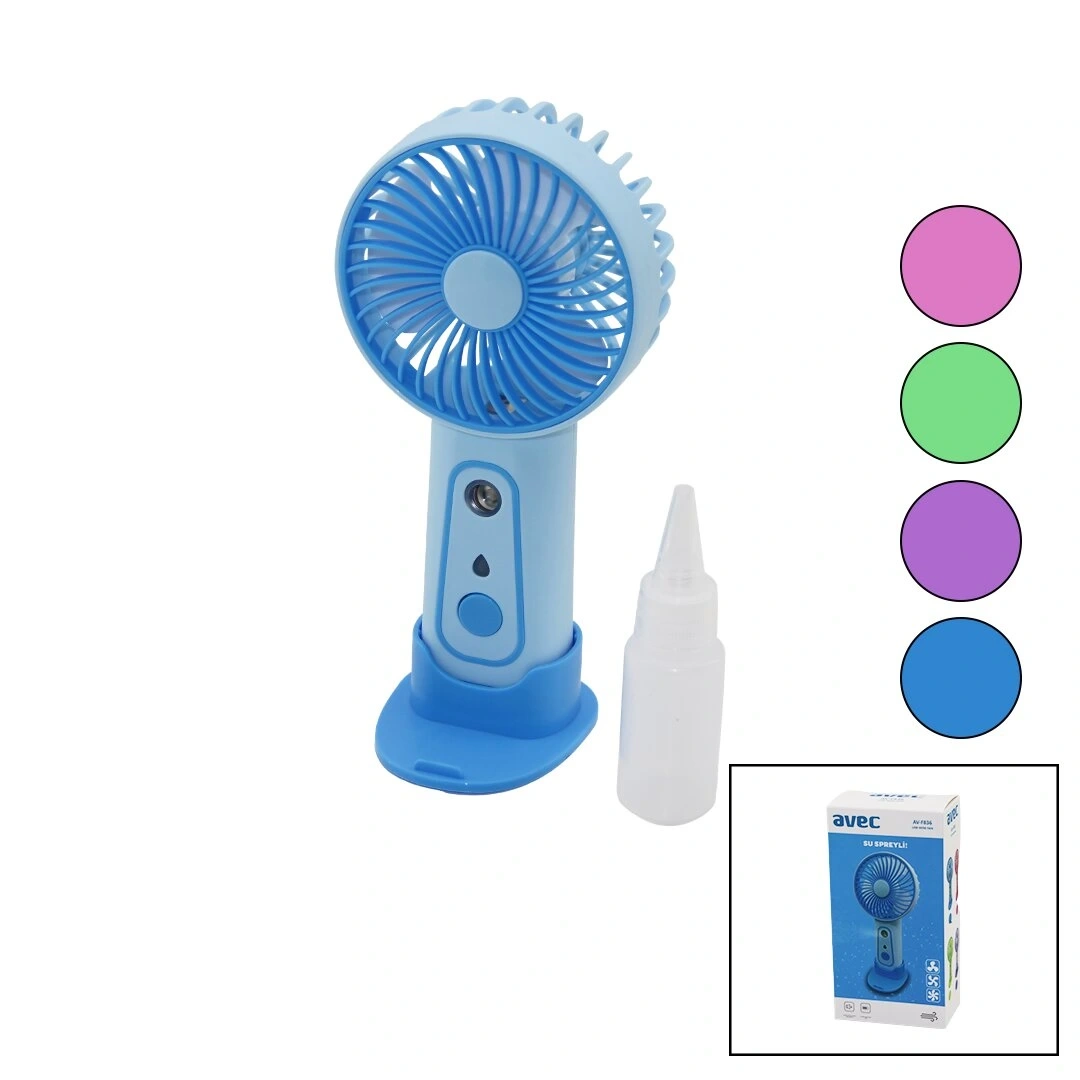 AVEC AV-F836 ( SU SPREYLİ ) (USB MİNİ FAN) (ÇAP:8CM & Y:16.2CM) (SABİT BAŞLIK) (3 KADEME HIZ) (IŞIKLI) (TELEFONLUKLU AYAK APARAT)*144
