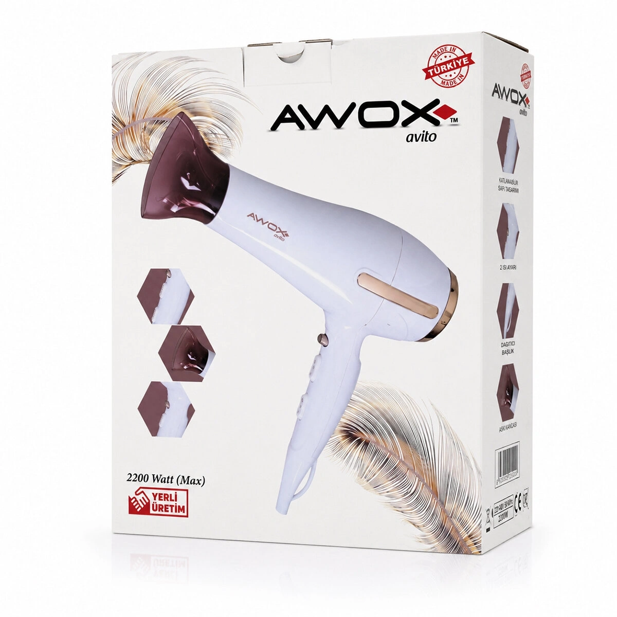 AWOX 1407 ( BEYAZ ) AVİTO SAÇ KURUTMA MAKİNESİ 2200W*12