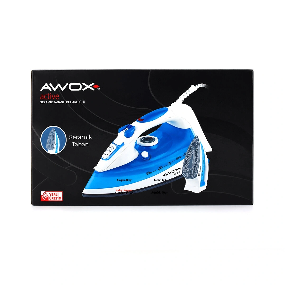 AWOX ACTİVE ( MAVİ & BEYAZ ) BUHARLI ÜTÜ ( SERAMİK TABAN & 360° HAREKETLİ KABLO & BUHAR AYARLAMA) (2600W)*6