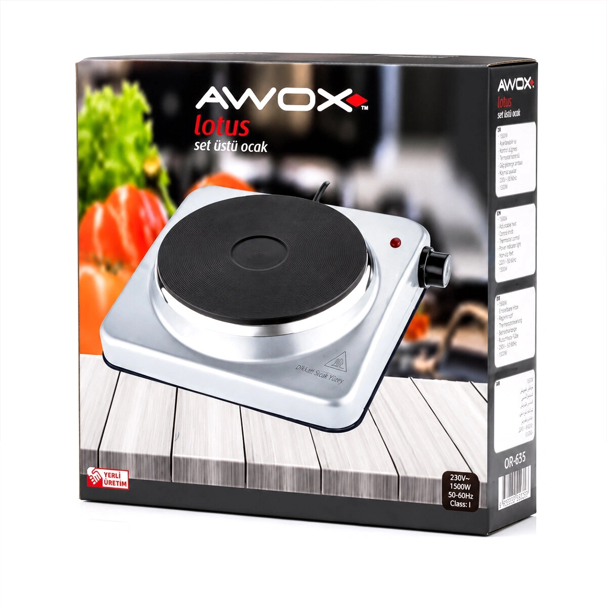 AWOX LOTUS TEK GÖZLÜ ELEKTRİKLİ OCAK PLATE 185MM.1500W*6