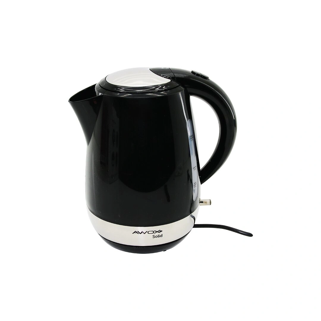 AWOX (SİYAH) (SOLİD) (PLASTİK) KETTLE SU ISITICISI (1.7LT) (2000W) (SU GÖSTERGE) (360° GÖVDE=KROM KAPLI TABAN) (GİZLİ REZİSTANS)*16