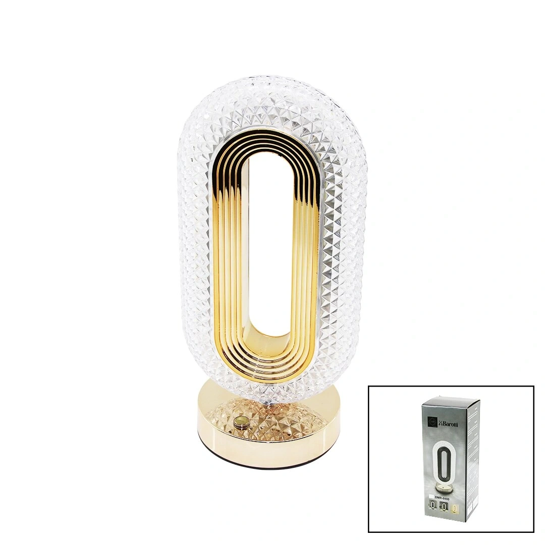 BAROTTİ DMR-8800 (DİK OVAL) (3 RENK) (DOKUNMATİK) DEKORATİF MASA LAMBASI (USB ŞARJLI) (MİKA KRİSTAL & GOLD PLS)(12X26CM)*40