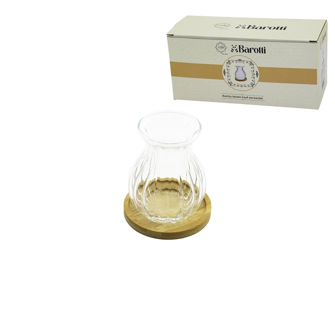 BAROTTİ DMR-9156 ( 6PCS ) ( BAMBU TABAKLI ) CAM ÇAY KEYFİ ALA BARDAK*24=K