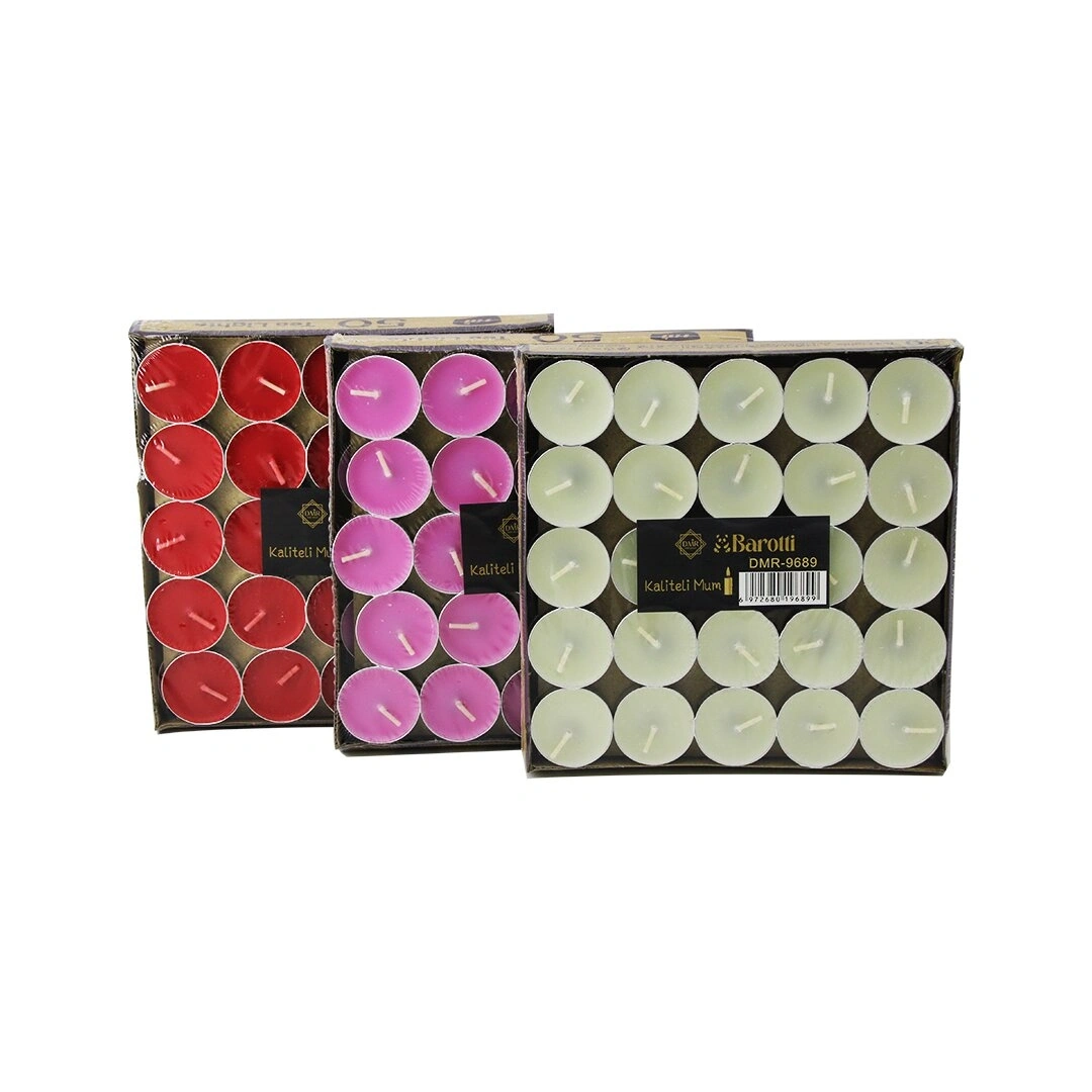BAROTTİ DMR-9689 ( 50PCS ) ( RENKLİ YUVARLAK ) TEA LİGHT MUM*40