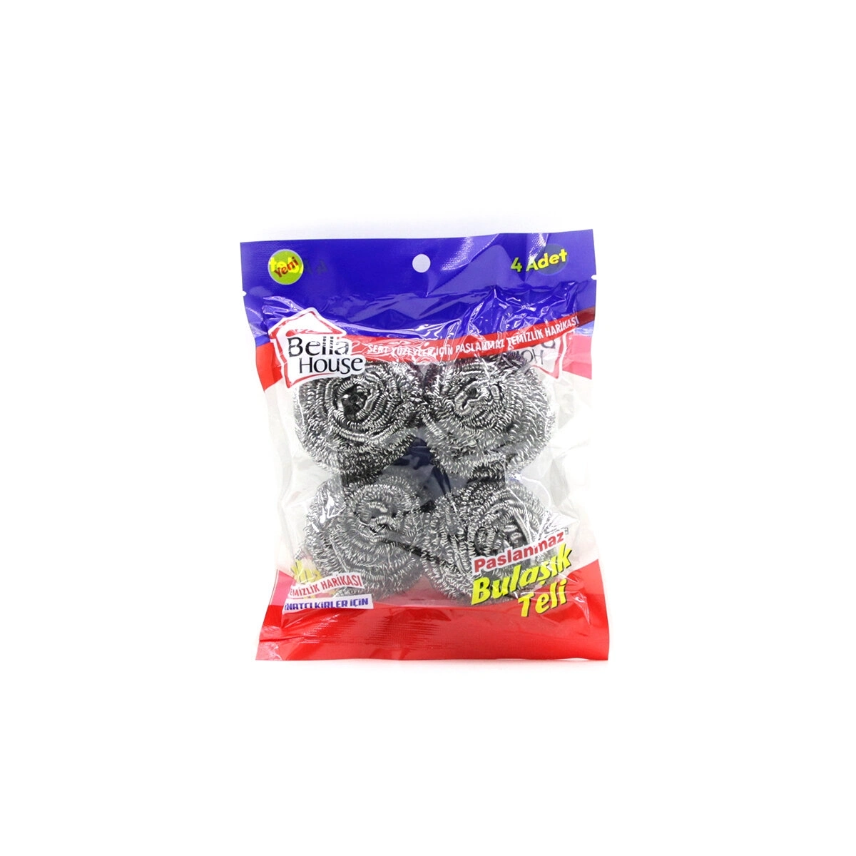 BELLA HOUSE K-7279 ( 4PCS ) ( POŞETLİ ) BULAŞIK TOP TELİ ( PASLANMAZ )*12X20