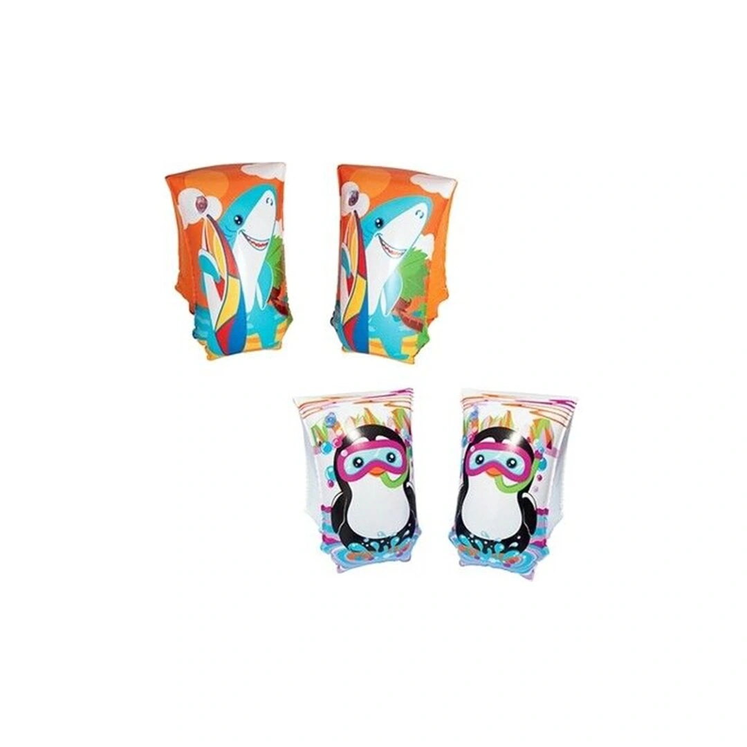 BESTWAY-12409 ( 2PCS SET ) ( TURUNCU YUNUS DESENLİ ) ( BÜYÜK= 32X17CM ) ( 6-12YAŞ ) ÇOCUK DENİZ KOLLUK ( 11-60KG )*24=K