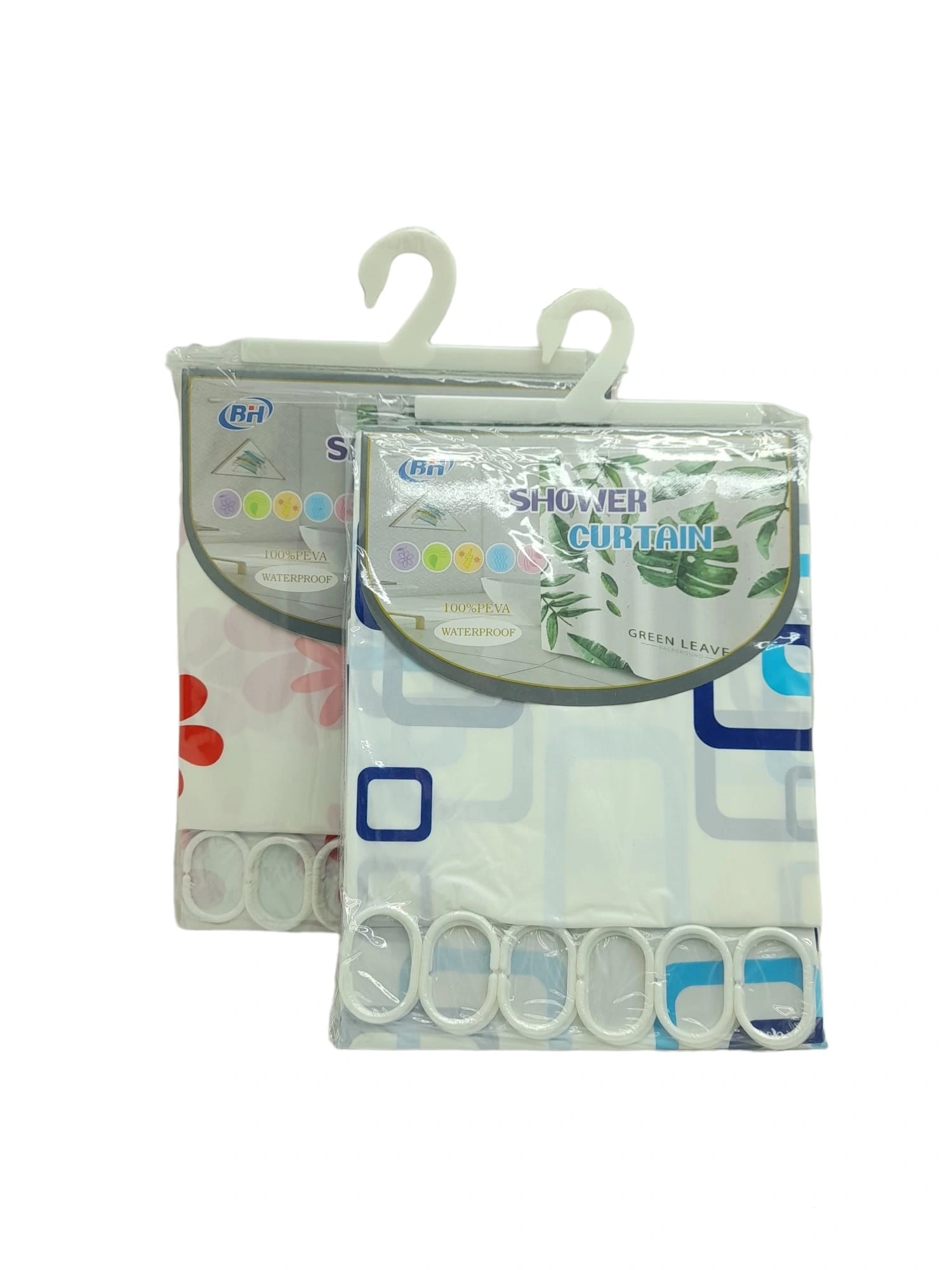 BİH SHOWER CURTAIN-616-617 T0812-06 ( ÇİF KANAT ) PVC BANYO PERDESİ ( 2 PCS X 90X180CM & 12 HALKALI )*144