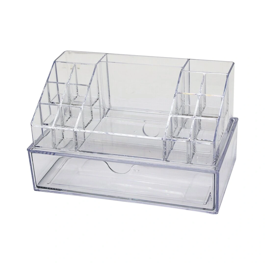 BLACKSTONE KRC-005 (DÜZ) (TEK KAT ÇEKMECE+16 BÖLME) MAKYAJ & TAKI ORGANİZERİ (MİKA KRİSTAL PLASTİK) (23.3X13.5X11.5CM)*12