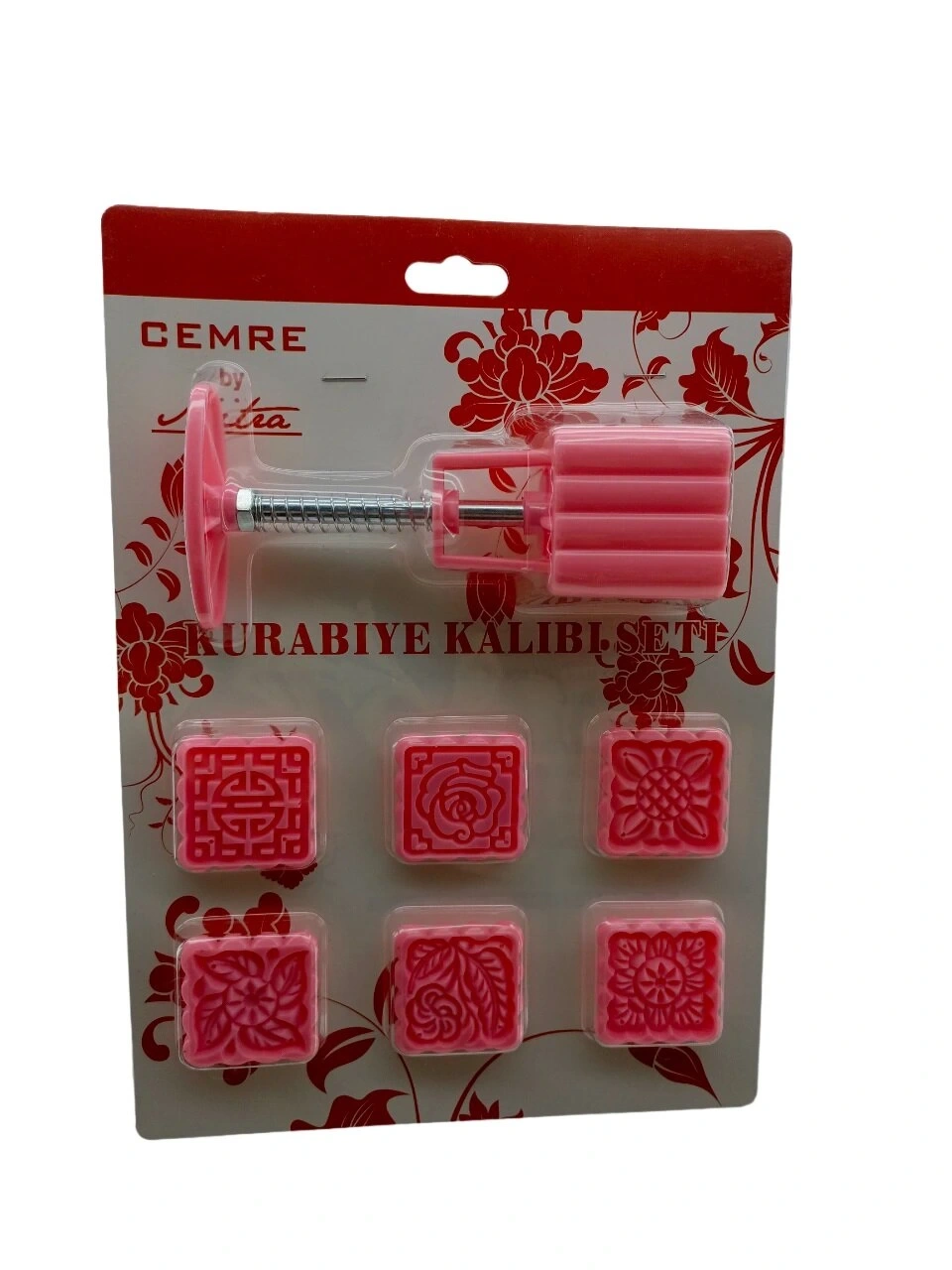 CEMRE BY MİTRA MTR-2303313 ( KARE ) KURABİYE KALIP SETİ ( YAYLI BASKI APARATI & 6PCS KALIP ) (RENKLİ PLS)*120