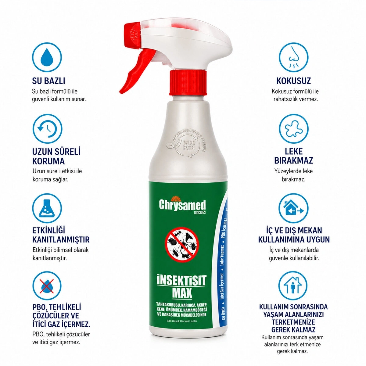 CHRYSAMED ( İNSEKTİSİT MAX ) SIVI BÖCEK İLAÇ SPREY 500ML ( HAMAMBÖCEK & KENE & AKREP & KARINCA & TAHTA KURUSU )*24