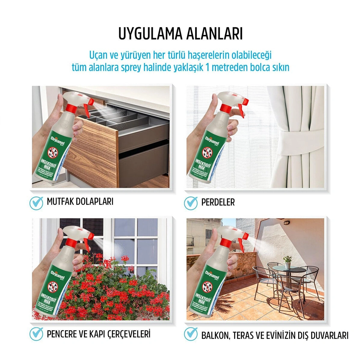 CHRYSAMED ( İNSEKTİSİT MAX ) SIVI BÖCEK İLAÇ SPREY 500ML ( HAMAMBÖCEK & KENE & AKREP & KARINCA & TAHTA KURUSU )*24