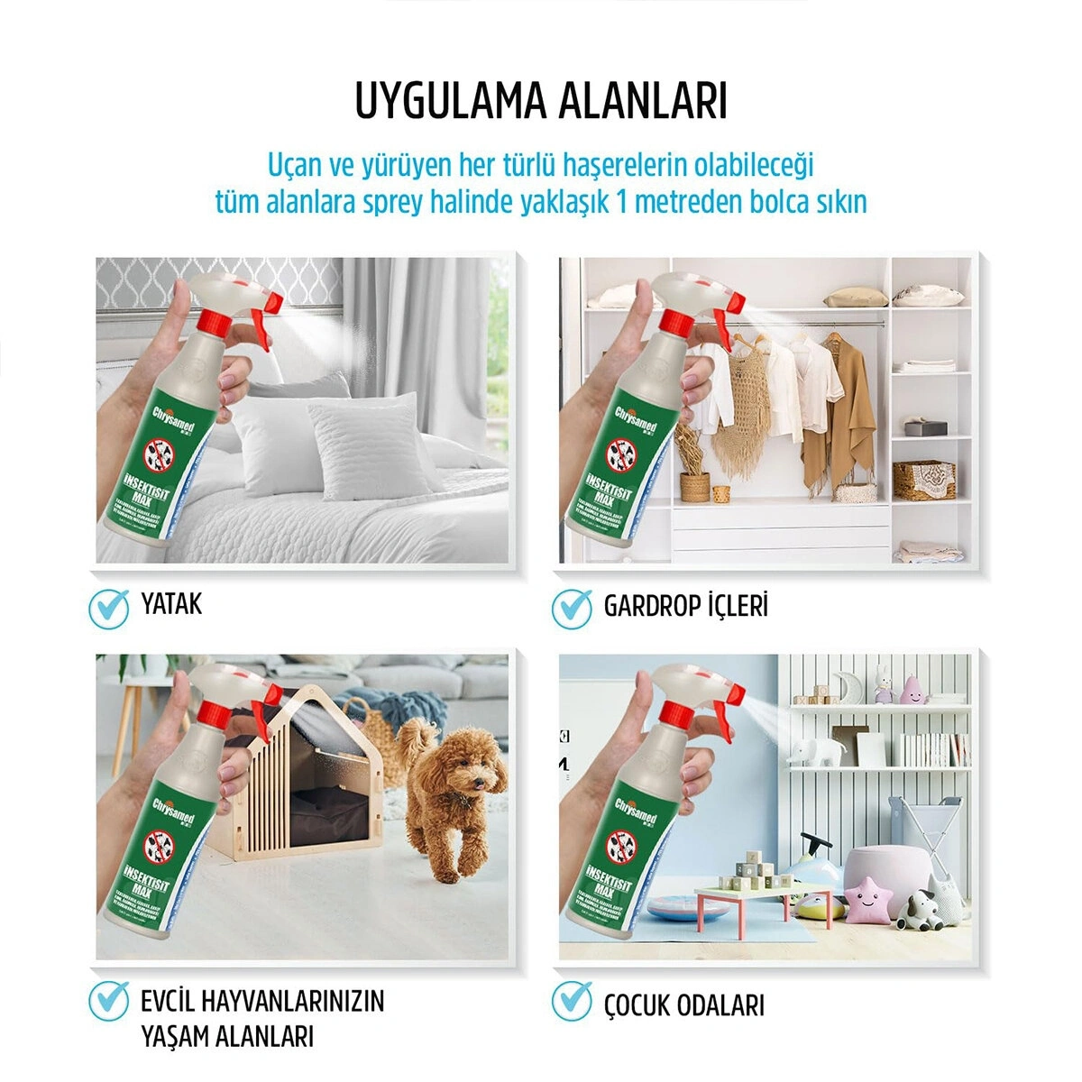 CHRYSAMED ( İNSEKTİSİT MAX ) SIVI BÖCEK İLAÇ SPREY 500ML ( HAMAMBÖCEK & KENE & AKREP & KARINCA & TAHTA KURUSU )*24