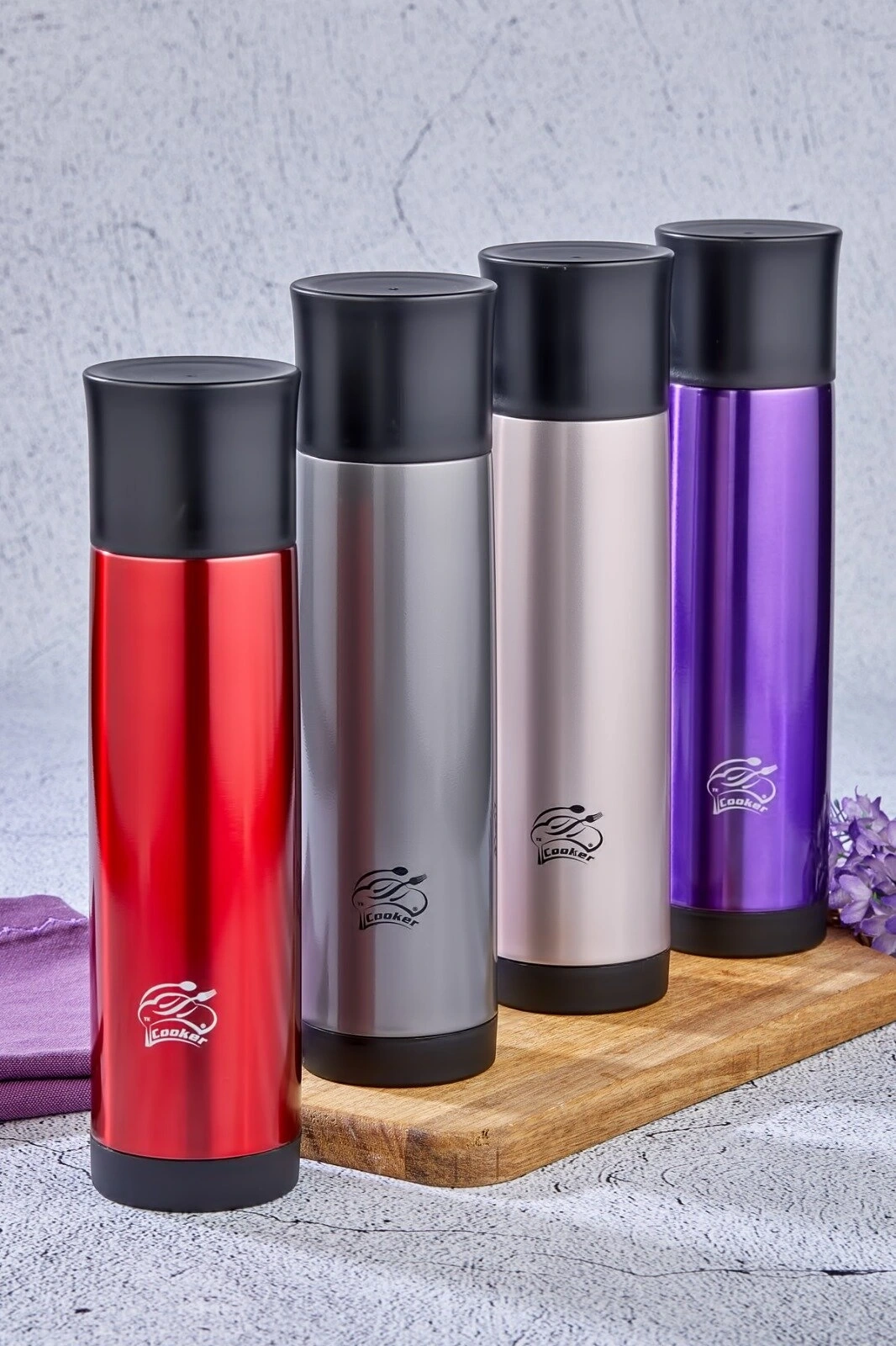 COOKER CKR-2021 ( 0.5LT ) TREND ÇELİK TERMOS RENKLİ ( PASLANMAZ ÇELİK & KAYDIRMAZ TPR TABAN )*24