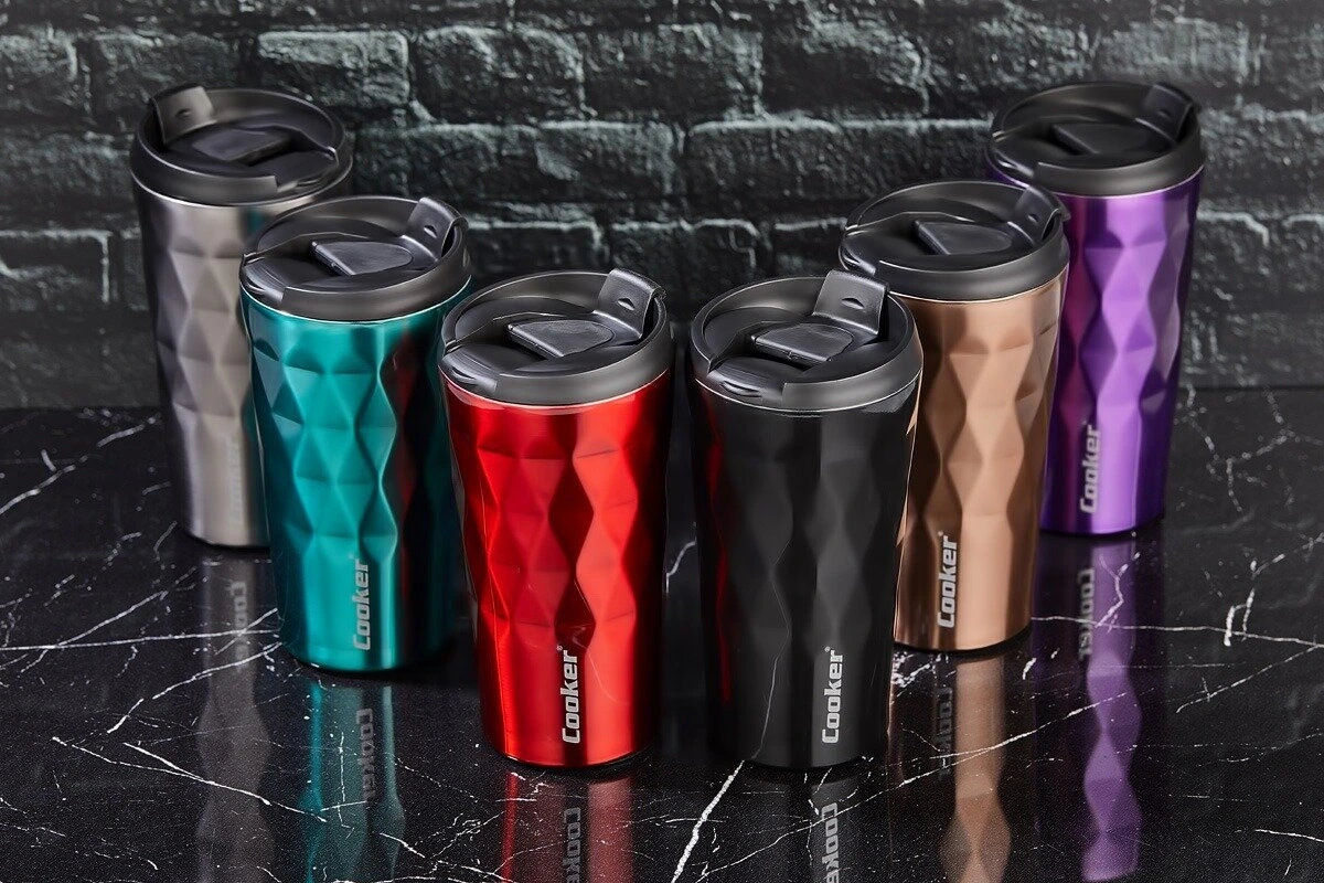 COOKER CKR-2048 ( 350ML ) MUG BARDAK TERMOS RENKLİ ( PASLANMAZ ÇELİK & KAYDIRMAZ TPR TABAN & SIZDIRMAZ KAPAK )*24