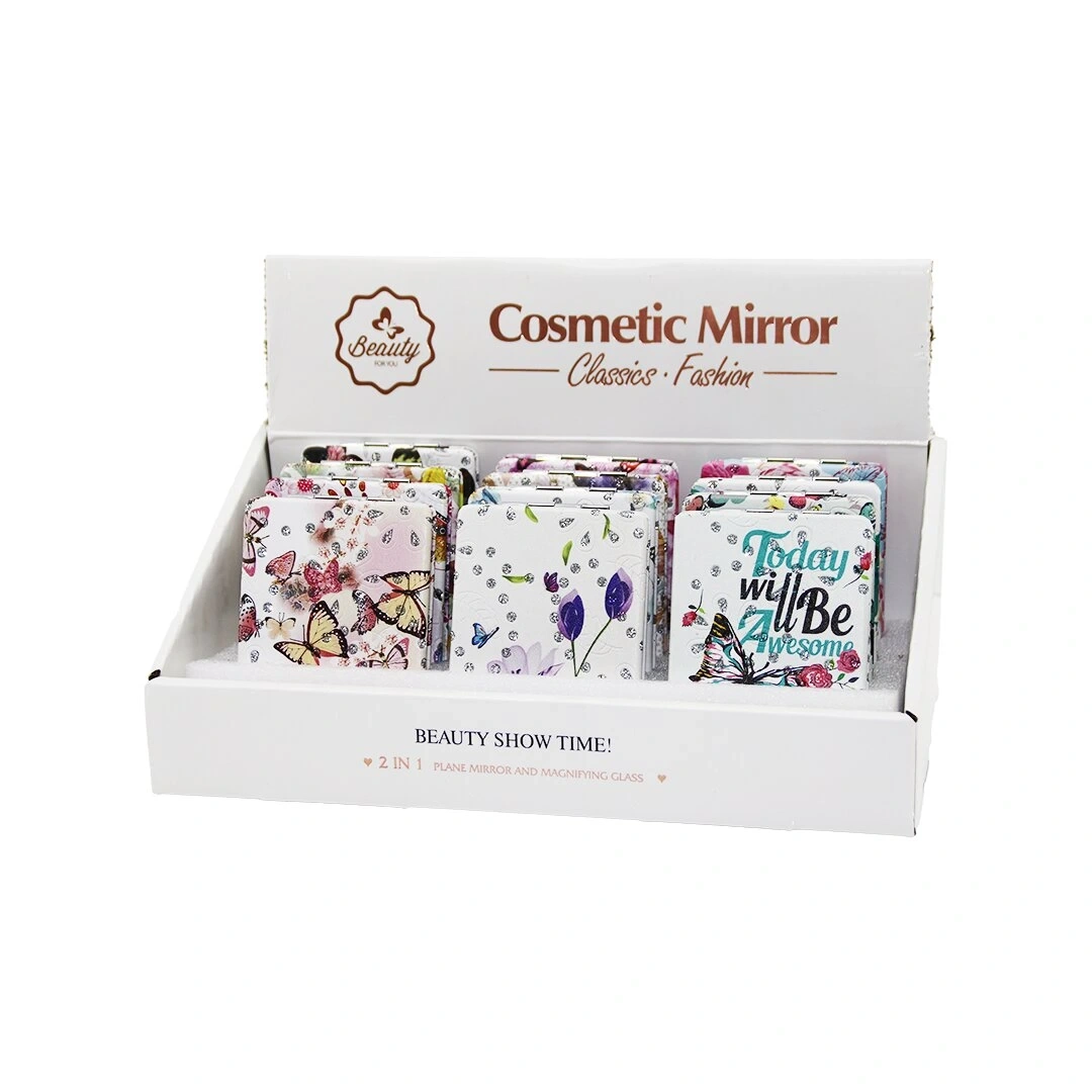COSMETİC MİRROR BAYSA-1586 (SİMLİ KAPAK& KELEBEKLİ) (DİKDÖRTGEN) (CEP& ÇANTA) MAKYAJ AYNASI (2IN1=NORMAL & BÜYÜTEÇLİ)*12X30
