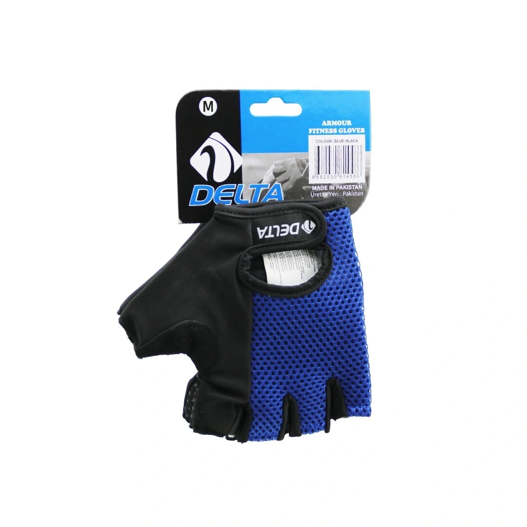 DELTA ARMOUR FITNESS GLOVES ( M MEDİUM ) ( PARMAKSIZ & FİLELİ ) SPORCU ELDİVENİ ( MAVİ /SİYAH )*50