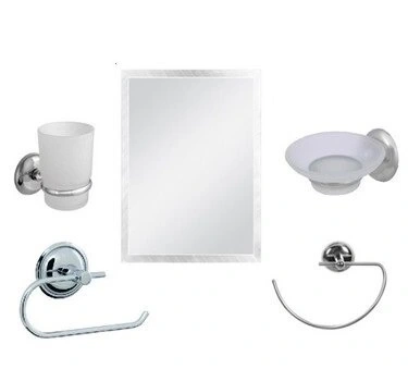 DELUX-230 ( 5 PARÇA ) KROMAKS HOME AYNA & BANYO SETİ ( AYNA & SABUNLUK & DİŞ FIRÇALIK & HAVLULUK & WC KAĞITLIK )*6=K