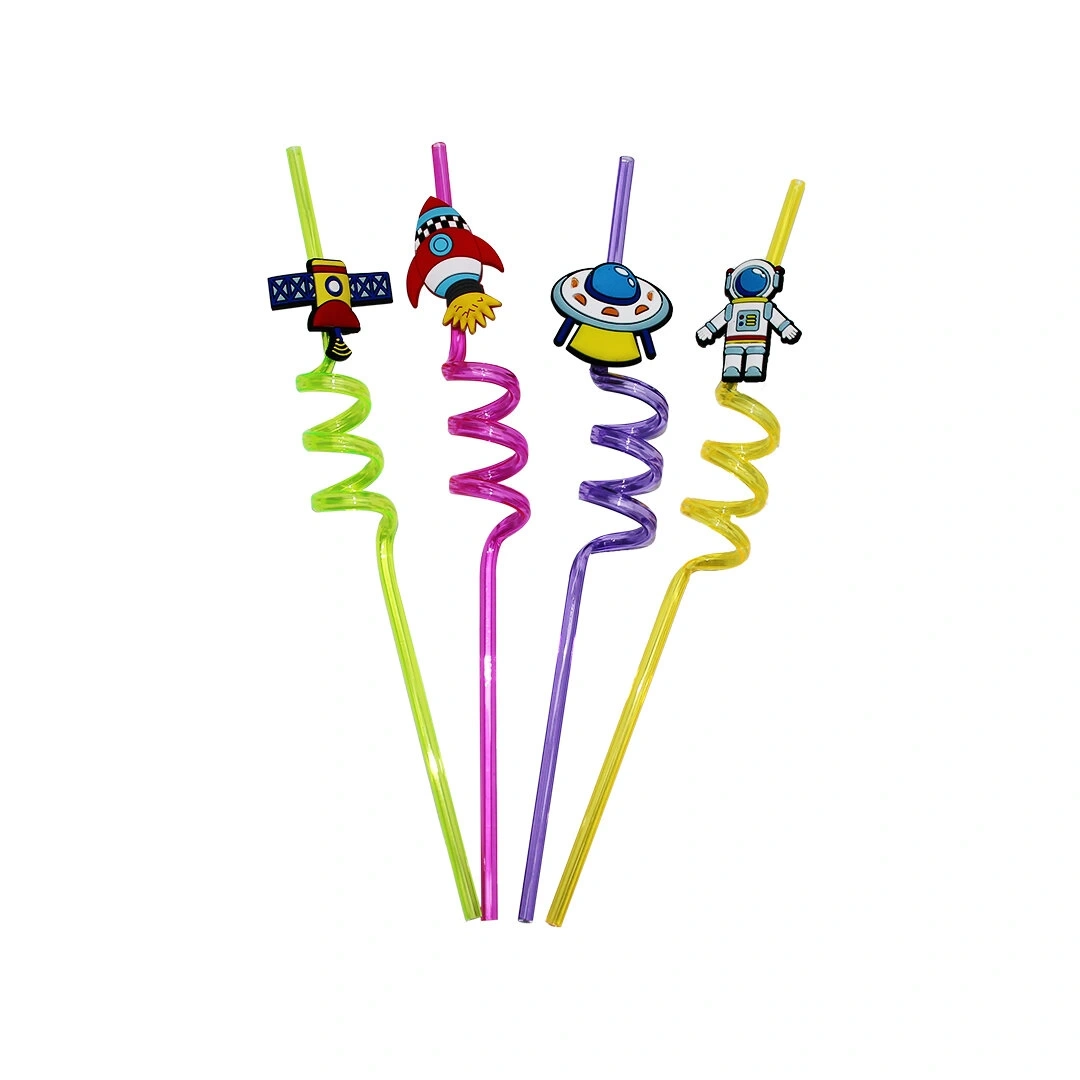 DMR-4678 ( 4PCS ) (KIVRIMLI & RENKLİ PLASTİK) PİPET (FİGÜRLÜ=HAYVAN & MEYVE & ÇOCUK & GÖKKUŞAĞI & OYUN KOLU & TETRİS & DONUT)*240