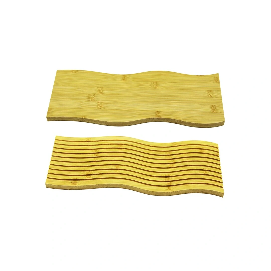 DMR-4880 (DALGALI KENAR ) ( ÇİFT TARAFLI=DÜZ & DALGALI OYUK KANALLI ) AHŞAP BAMBU SUNUM TEPSİ ( 15X39CM)*24