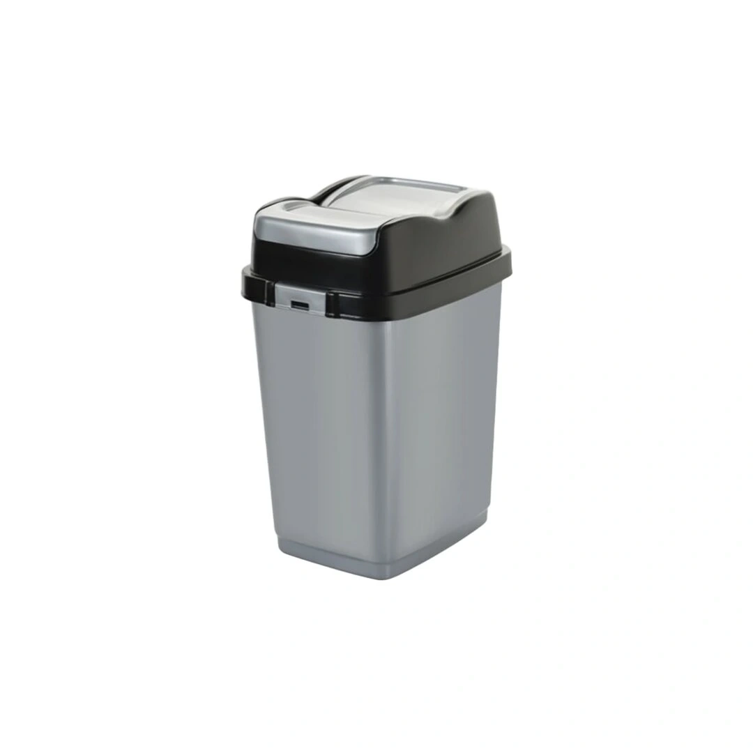 DÜNYA-09711-400&410 ( SİYAH & GRİ ) EASY ( 5LT ) ( ÇİFT KAPAKLI ) ÇÖP KOVASI PLASTİK ( 149X185X266MM )*36=K