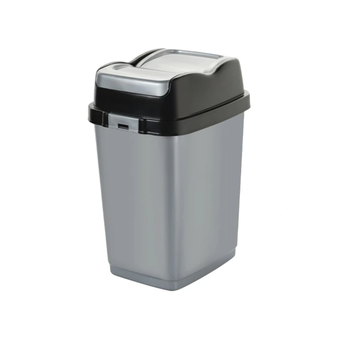 DÜNYA-09713-400&410 ( SİYAH & GRİ ) EASY ( 18LT ) ( ÇİFT KAPAKLI ) ÇÖP KOVASI PLASTİK ( 234X296X425MM )*12=K