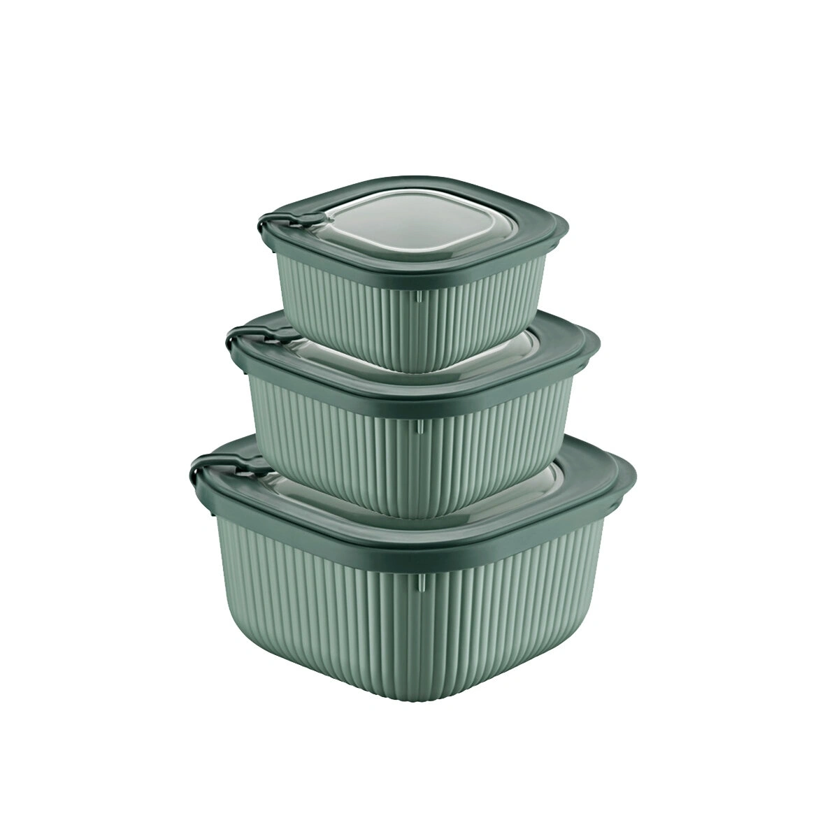 DÜNYA-30906-999 MİKRO LİNE ( 3PCS = 600-1100-1800ML ) ( KARE ) PLASTİK SAKLAMA KABI SET ( MİKRODALGA KULLANILABİLİR )*12=K