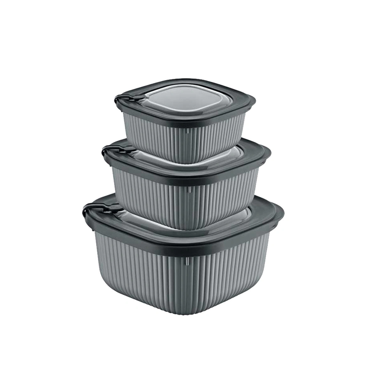 DÜNYA-30906-999 MİKRO LİNE ( 3PCS = 600-1100-1800ML ) ( KARE ) PLASTİK SAKLAMA KABI SET ( MİKRODALGA KULLANILABİLİR )*12=K