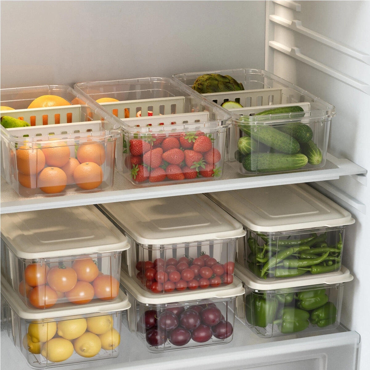 DÜNYA DP-07417-102 ( ŞEFFAF ) ŞEFFAF PLASTİK BUZDOLABI ORGANİZERİ KAPAKLI ( 3 BÖLMELİ ) ( 373X193X110MM )*24=K