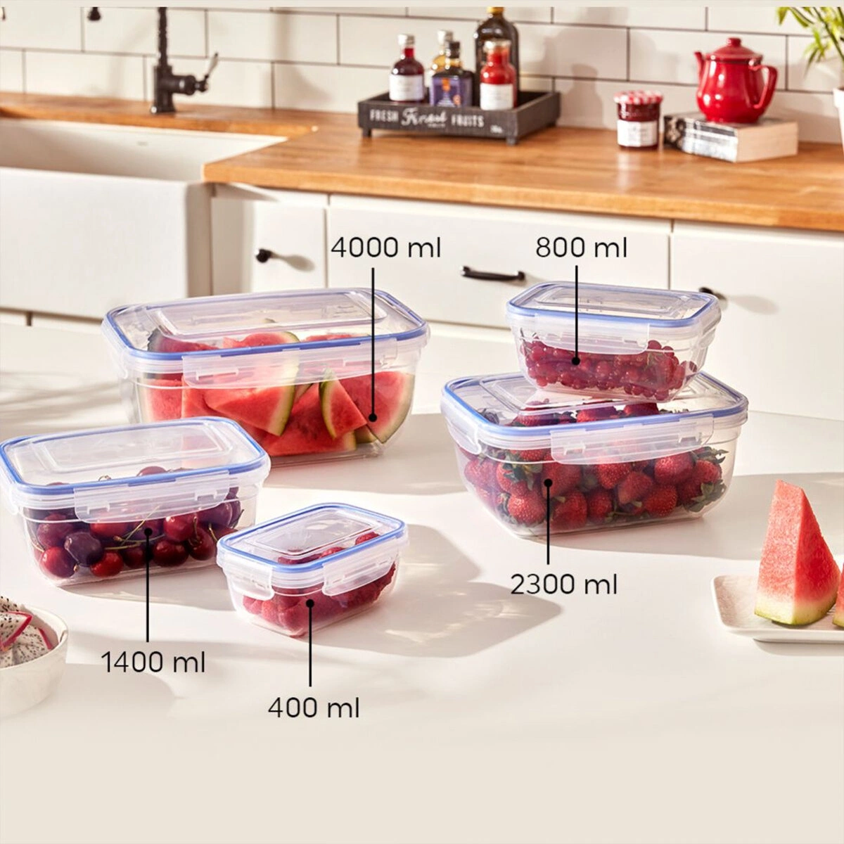 DÜNYA DP-30112-102 ( 800ML & DİKDÖRTGEN ) ( ŞEFFAF & BEYAZ ) SAKLAMA KABI ( CONTALI & SIZDIRMAZ )*12=K