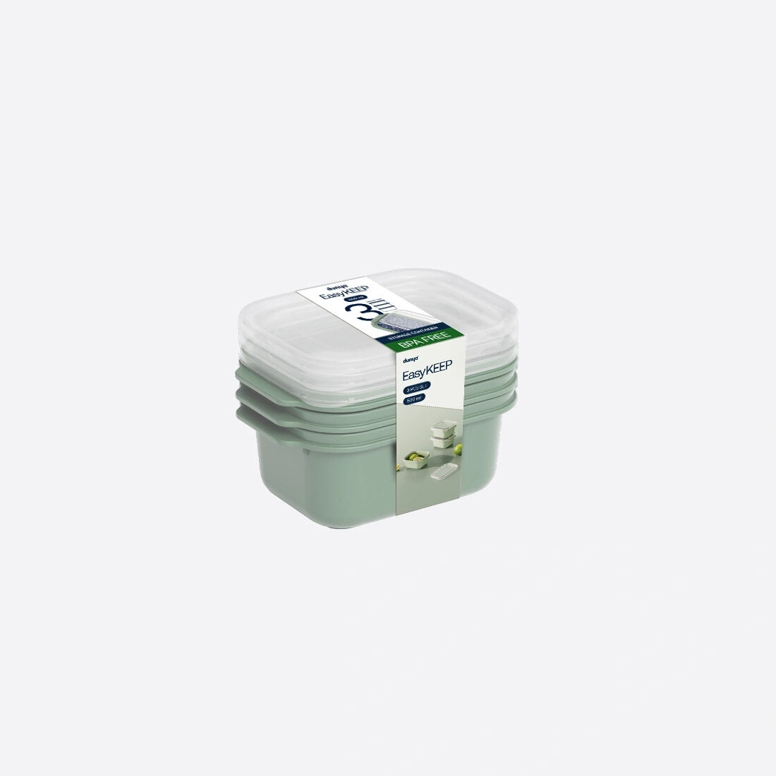 DÜNYA DP-31261-999 ( D.DÖRTGEN ) ( 3PCS = 500ML ) EASY KEEP SAKLAMA KABI ( RENKLİ PLASTİK & ŞEFFAF KAPAK )*12=K
