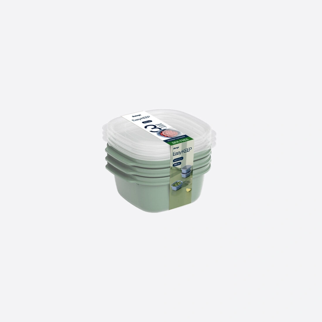 DÜNYA DP-31271-999 ( KARE ) ( 3PCS = 550ML ) EASY KEEP SAKLAMA KABI ( RENKLİ PLASTİK & ŞEFFAF KAPAK )*12=K