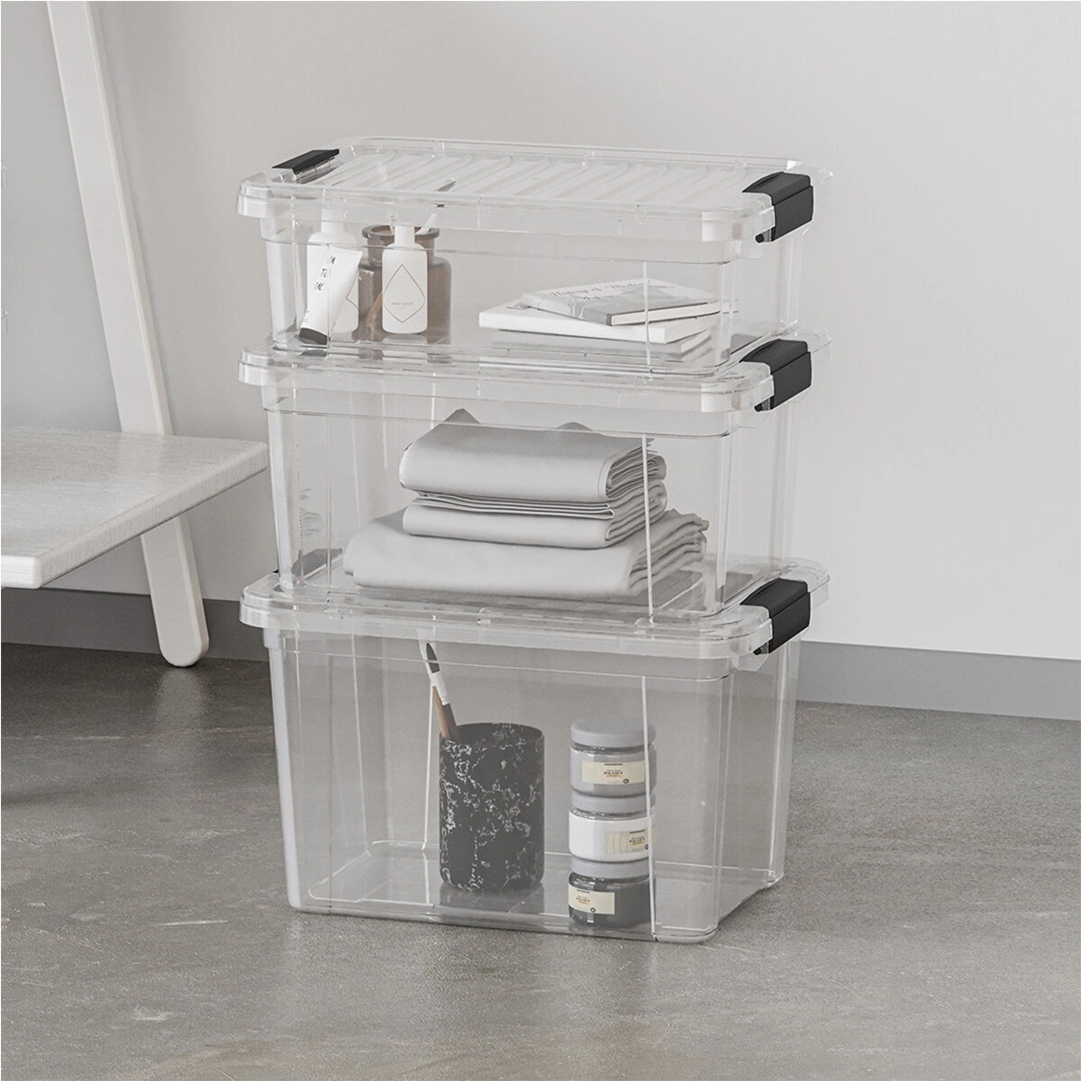 DÜNYA DP-33112-102 ( 3.2LT ) ( ŞEFFAF ) ÇOK AMAÇLI SAKLAMA KUTUSU & ORGANİZER ( KİLİTLİ KAPAK ) ( 248X170X120MM )*24=K